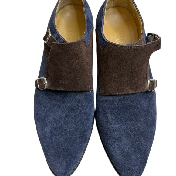Awl & Sundry Men\'s Blue and Brown Suede Shoes,